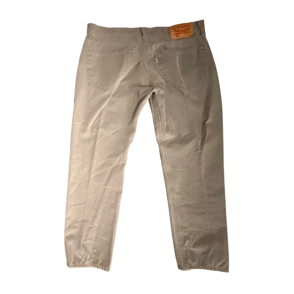 Levi's 502 Regular Taper Pants Mens 36x32 Grey White Tab Stretch Twill Chino